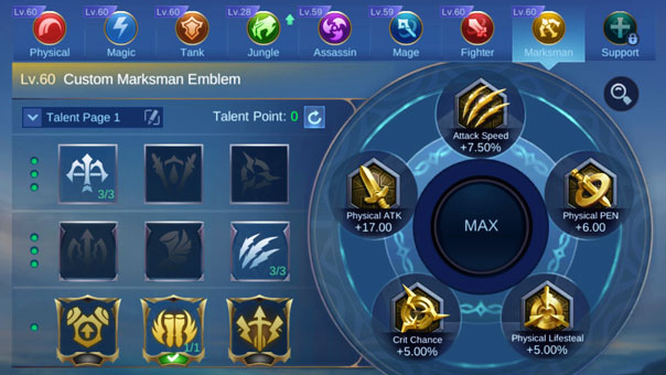 Custom Marksman Emblem set MLBB