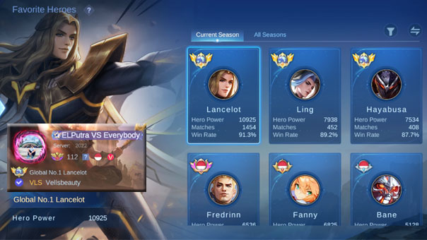 The best player Lancelot in Mobile Legends