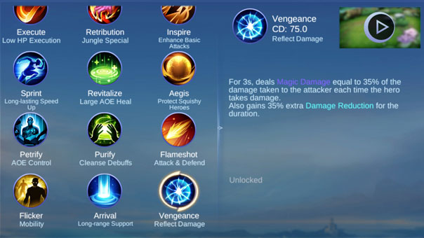 A battle spell that reflects damage in Mobile Legends