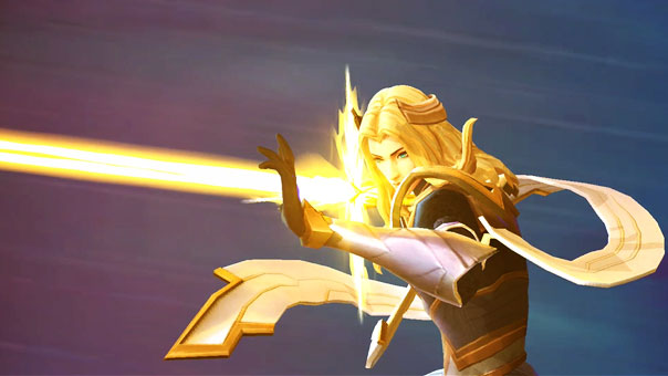 Blonde knight with glowing sword