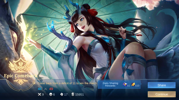 Dragon lady mage with umbrella in Mobile Legends