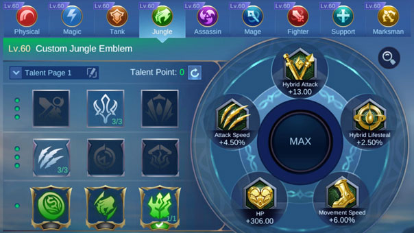 Jungle emblem - Hybrid Attack, Attack Speed, Hybrid Lifesteal, HP 