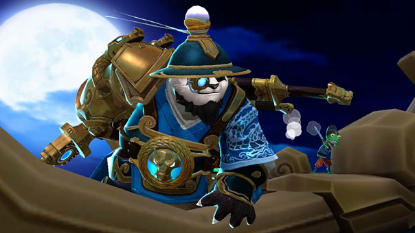 Panda and Frog wearing metal armor