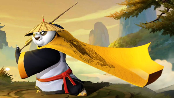 Panda with a long yellow cape