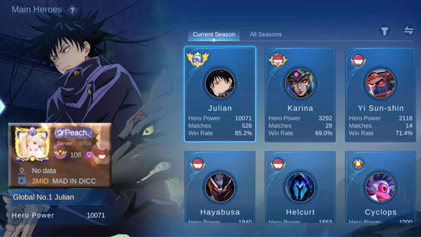 The best player of Julian in Mobile Legends