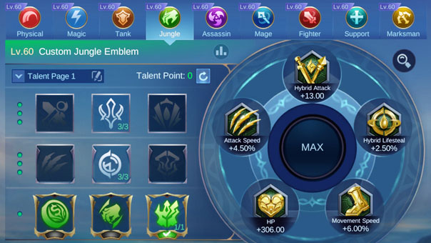 Recommended emblem and talents for Natan