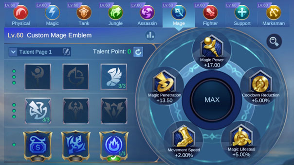 Recommended emblem and talents for Aurora - Mobile Legends